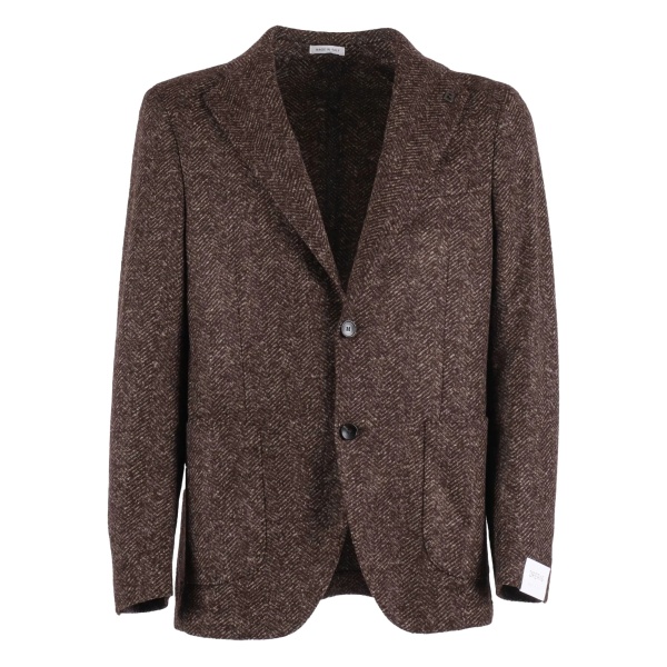 herringbone single-breasted blazer