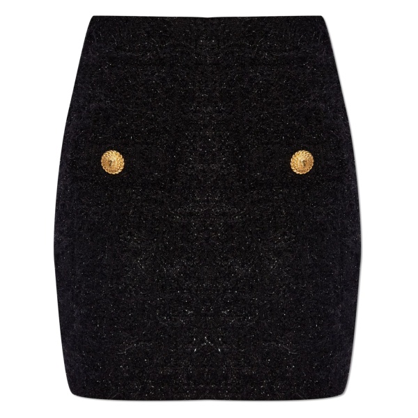 high-waisted bouclé miniskirt