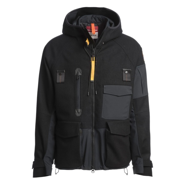 hooded panelled jacket