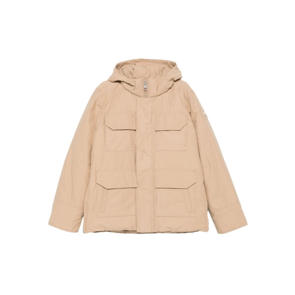 hooded pocketed padded jacket