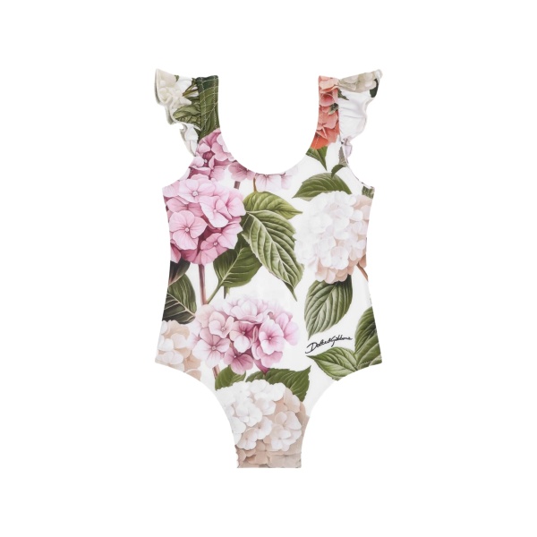 Hydrangea-print one-piece swimsuit