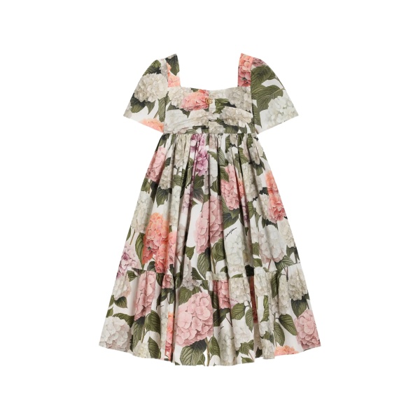 hydrangea-print poplin dress
