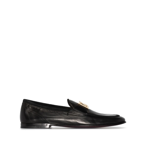 Interlocking DG-plaque leather loafers