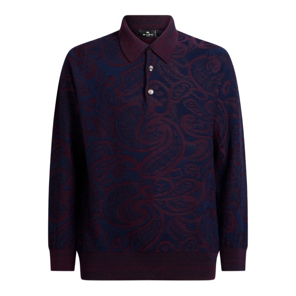 jacquard wool polo shirt