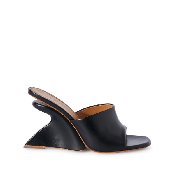 Jug wedge-heel leather mules