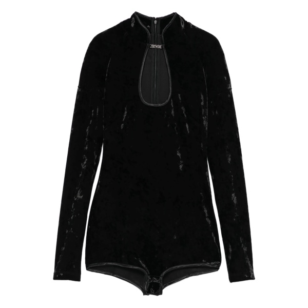 keyhole-neck long-sleeves bodysuit