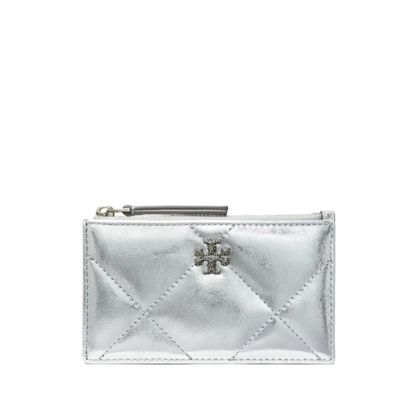 Kira diamond-quilted zip-up card case