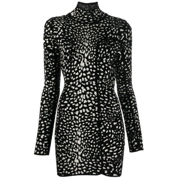leopard jacquard mini dress