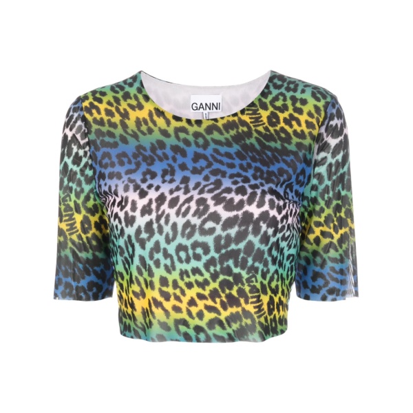 leopard-print crop T-shirt