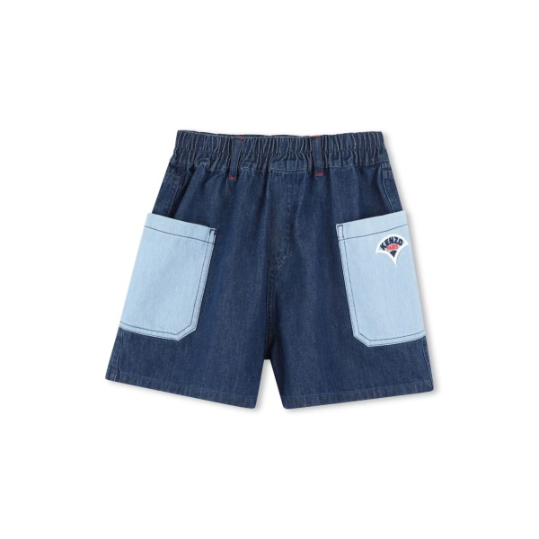 logo-embroidered denim shorts