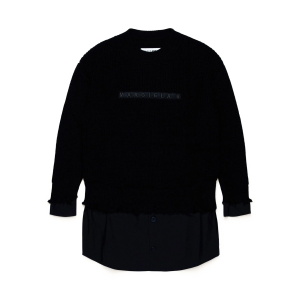 logo-embroidered wool-blend dress