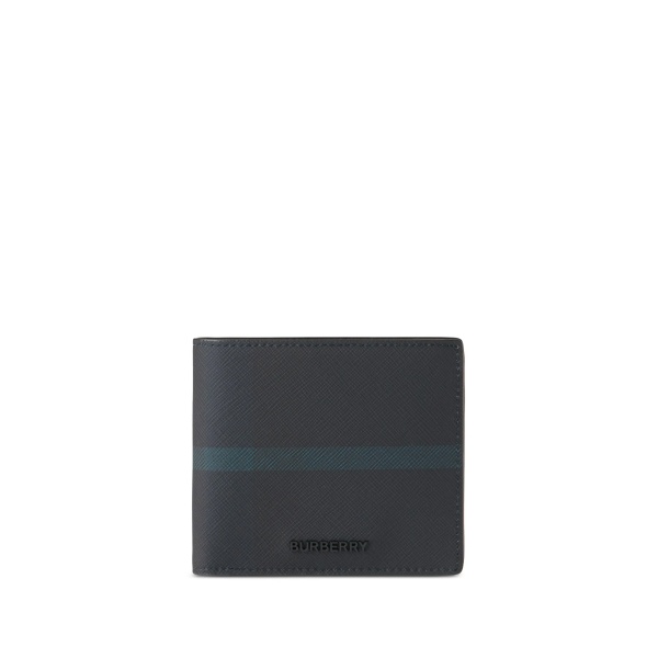 logo-lettering checked leather wallet
