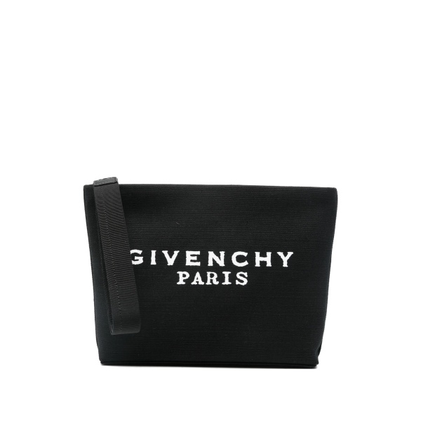 logo-lettering clutch bag