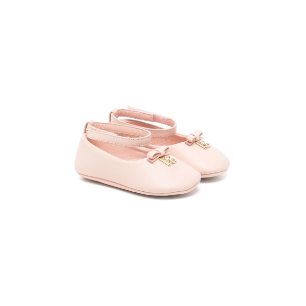 logo-plaque leather ballerina shoes