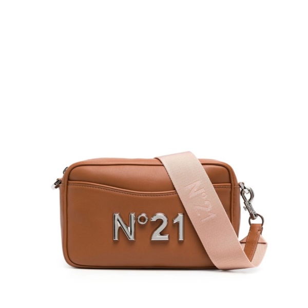 logo-plaque leather crossbody bag