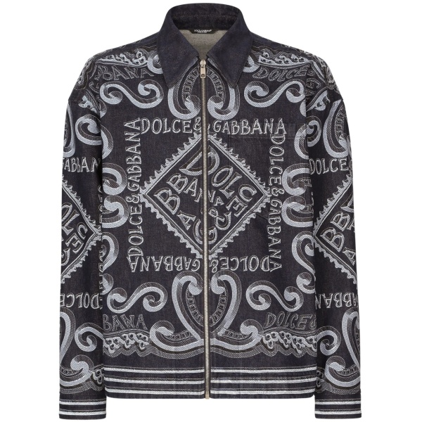 logo-print cotton shirt jacket