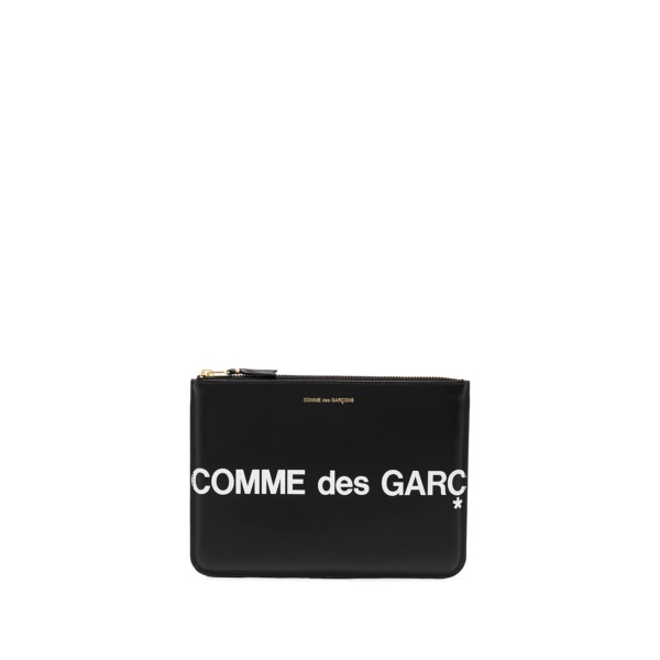 logo-print leather pouch