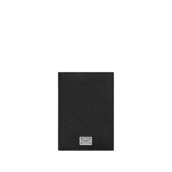 logo-tag leather passport holder