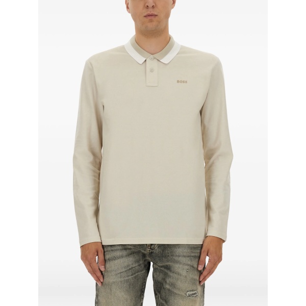 long sleeve pique polo shirt
