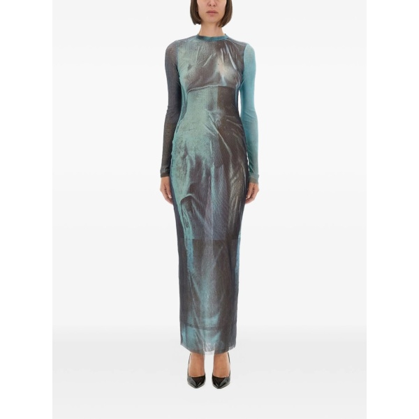 long-sleeve print maxi dress