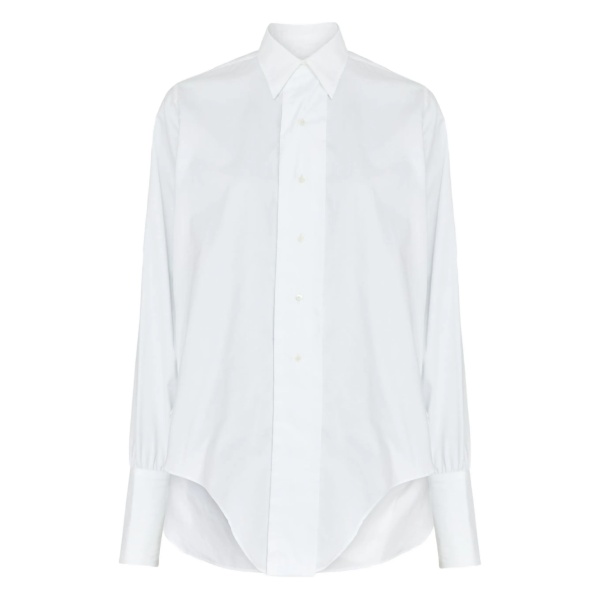 long-sleeved curved-hem shirt