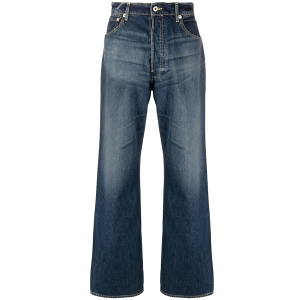 mid-rise straight-leg jeans