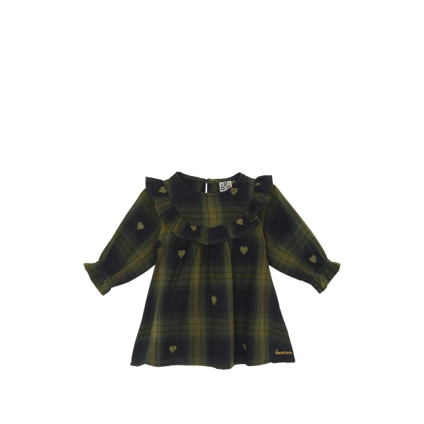 Minetta ruffled heart-motif checked dress