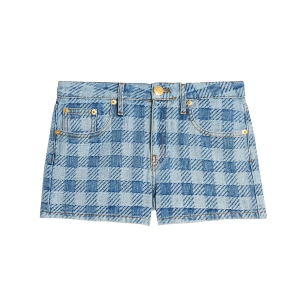 mini checkered denim shorts