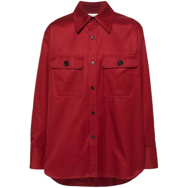 oversized-collar cotton shirt