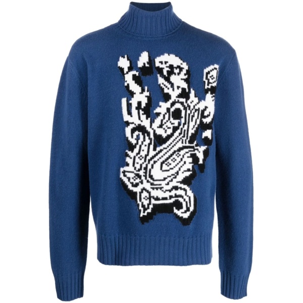 paisley-knit roll-neck jumper