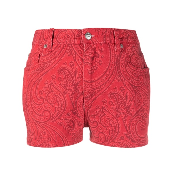 paisley-print denim shorts