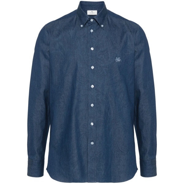 Paisley washed denim shirt