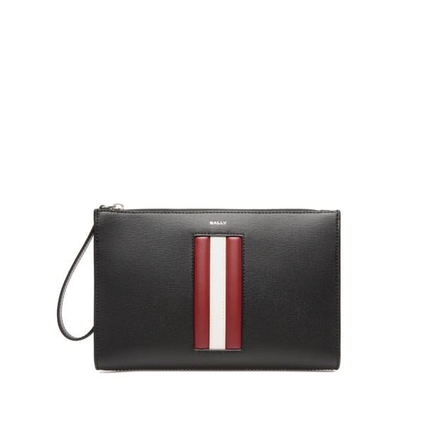 panel-detail leather clutch bag
