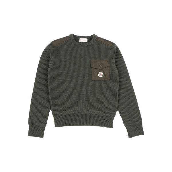 patch-pocket crew neck sweater
