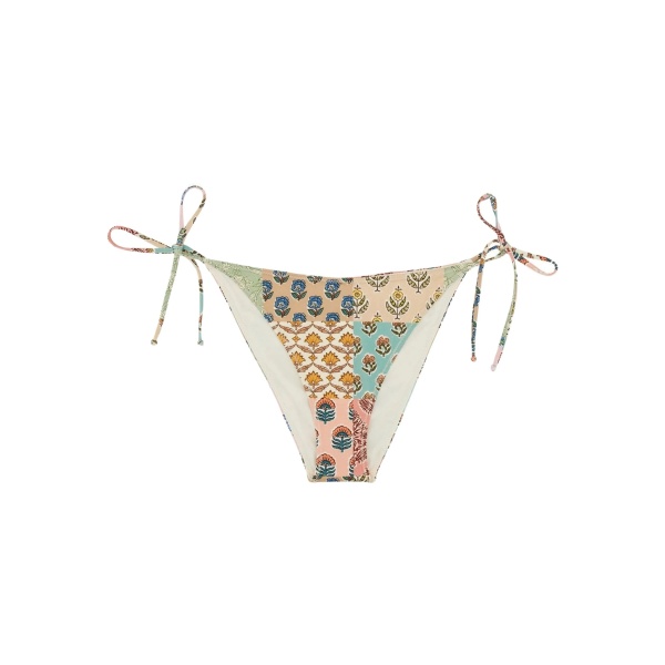 patchwork side-tie bikini bottoms