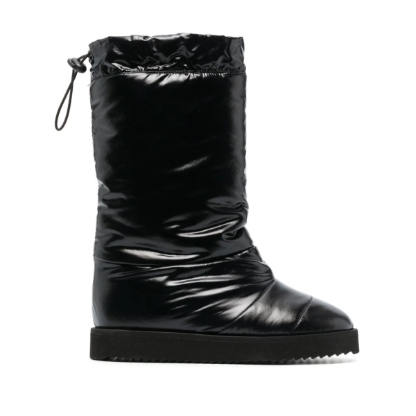 patent padded knee-high boots
