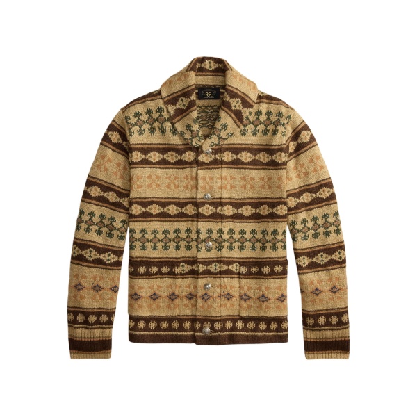 patterned shawl-collar cardigan