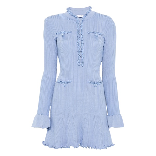 pearl trim knit mini dress