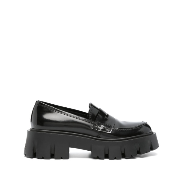penny-slot polished leather loafers