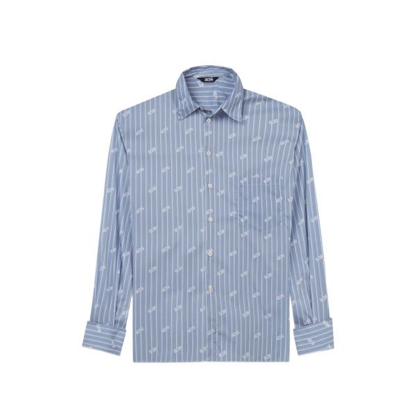 pinstripe logo-pattern shirt