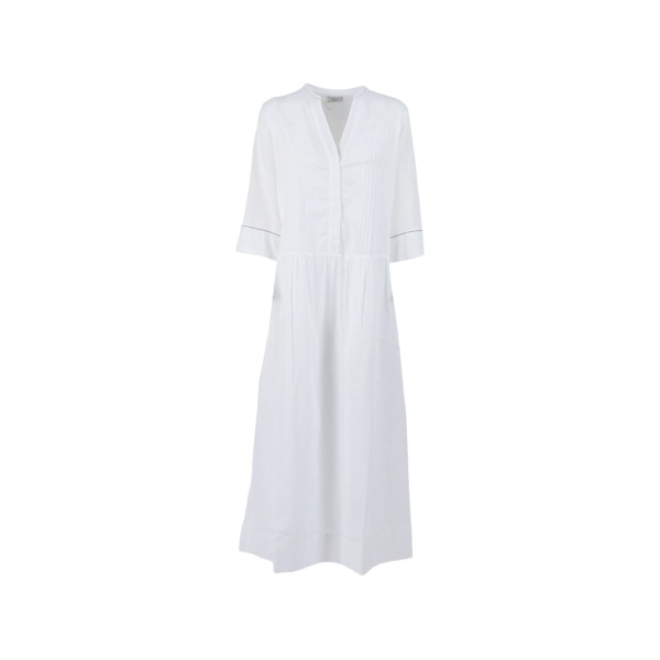 pintuck V-neck dress