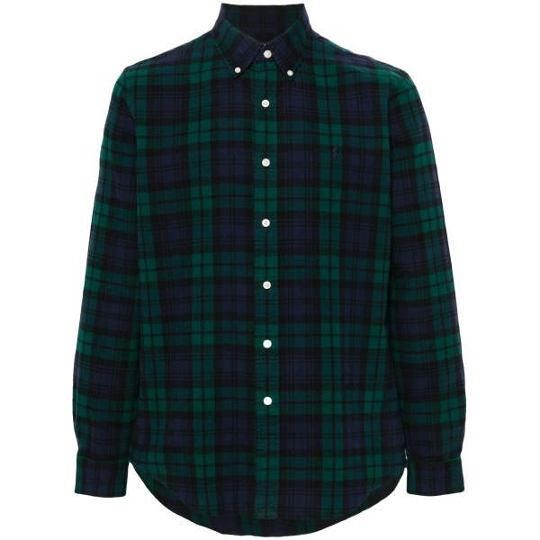 plaid brushed Oxford shirt