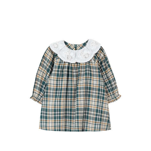 plaid embroidered baby top