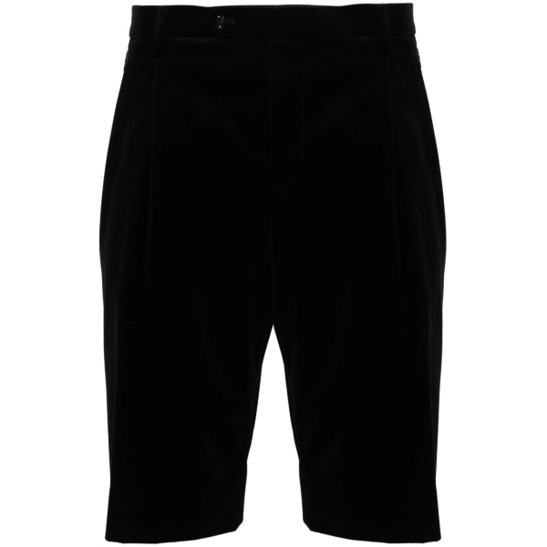 pleat-detail velvet shorts