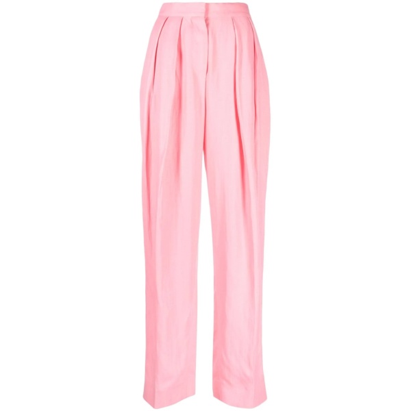 pleated straight-leg trousers