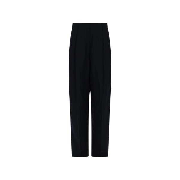 pleated straight-leg trousers