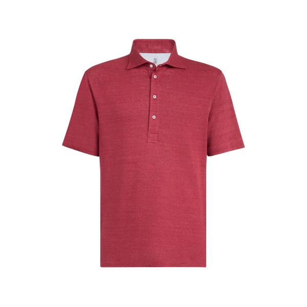 point-collar mélange polo shirt