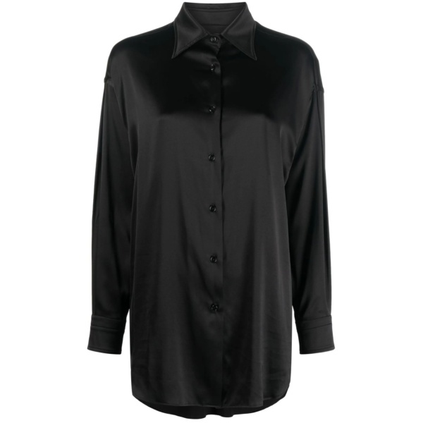 pointed-collar button-up shirt