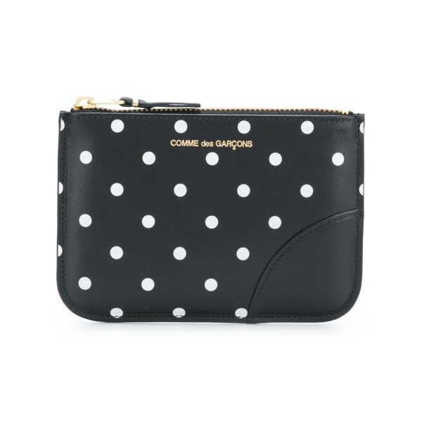 polka-dot logo pouch