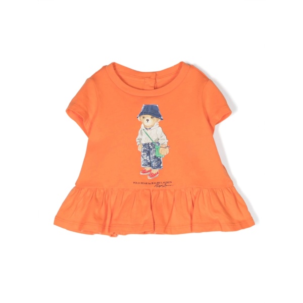 Polo Bear-print ruffled-hem T-shirt